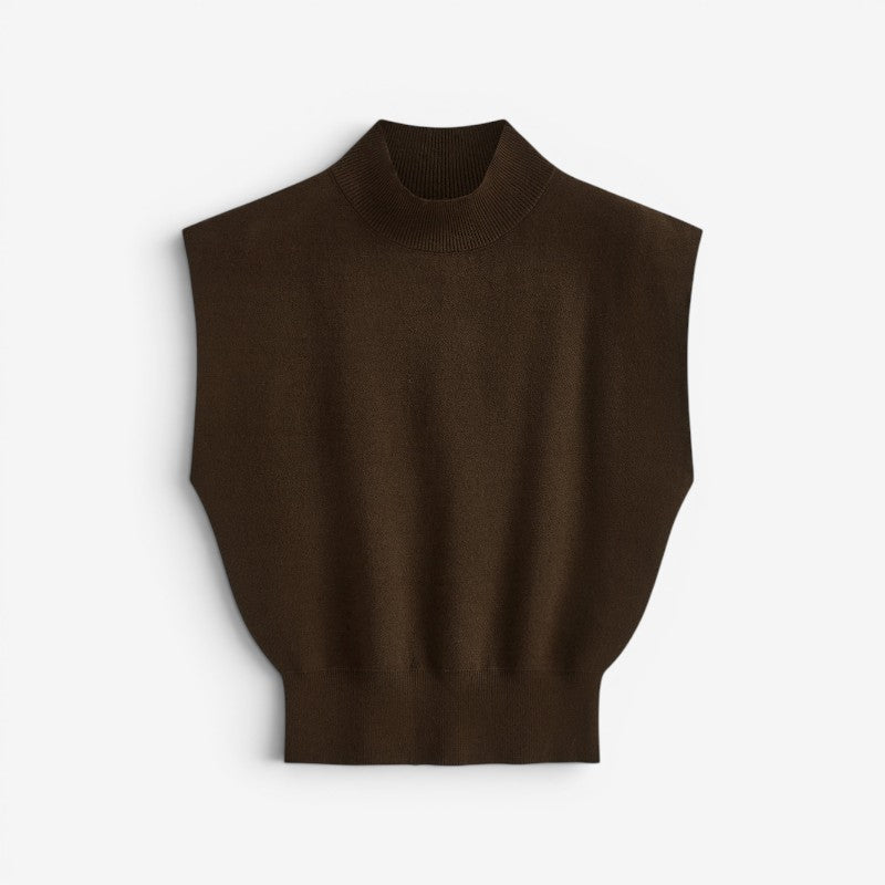 Blusa a coste da donna con collo alto