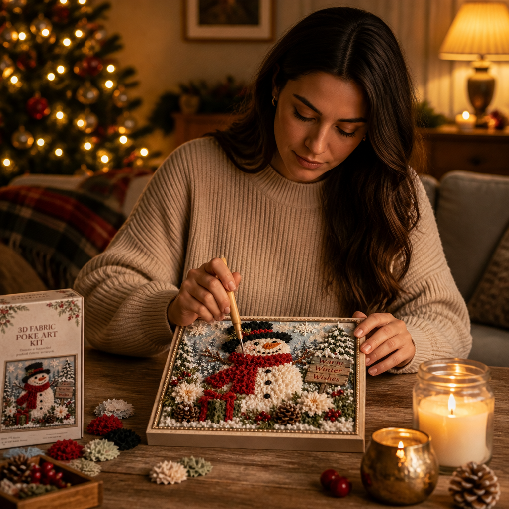 Stitchmas - Kit de manualidades con tela 3D y plantilla precortada