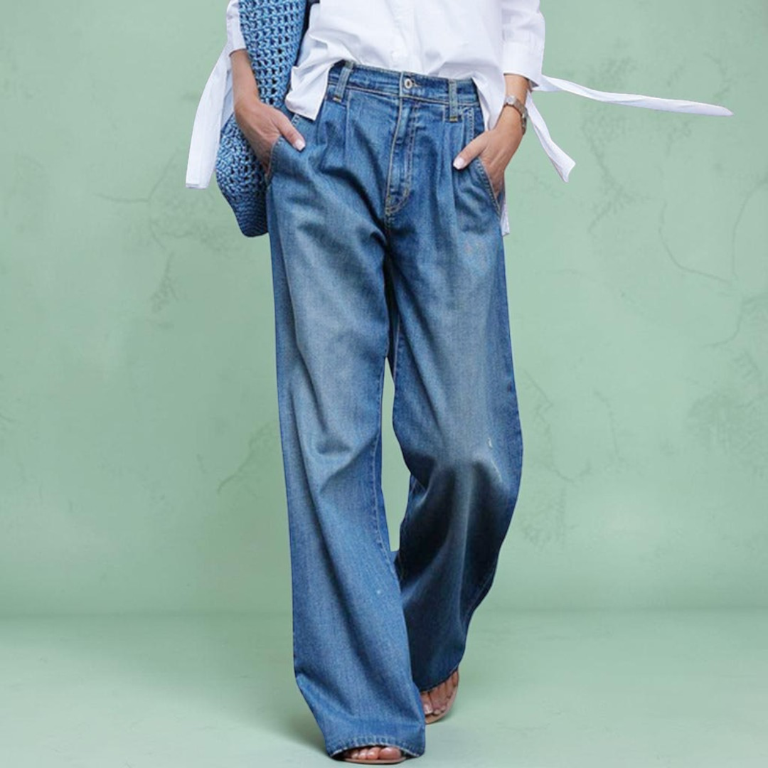 Lily – Jean à jambes larges, taille haute et coupe ample