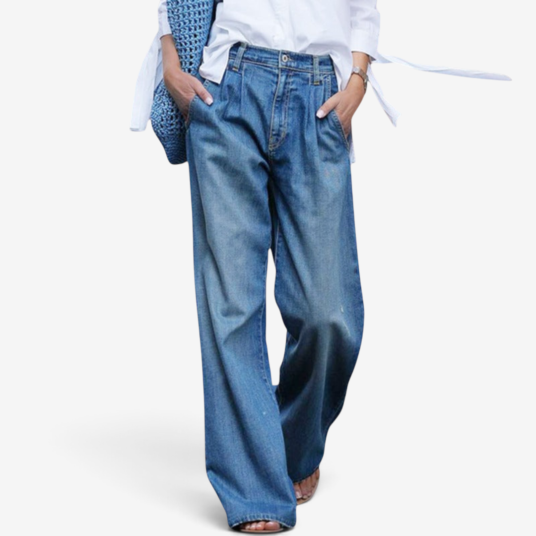 Lily – Jean à jambes larges, taille haute et coupe ample