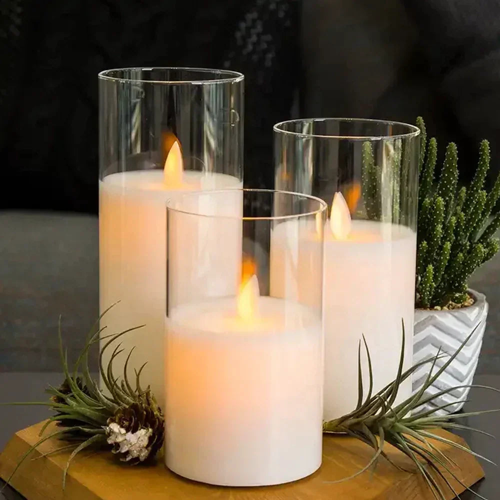 WaxGlow - Conjunto de 3 velas LED com controlo remoto