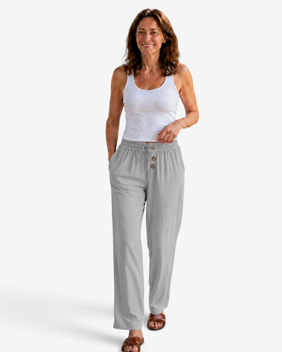 Isabella - Relaxed Fit Summer Pants with Straight Leg and Pockets
