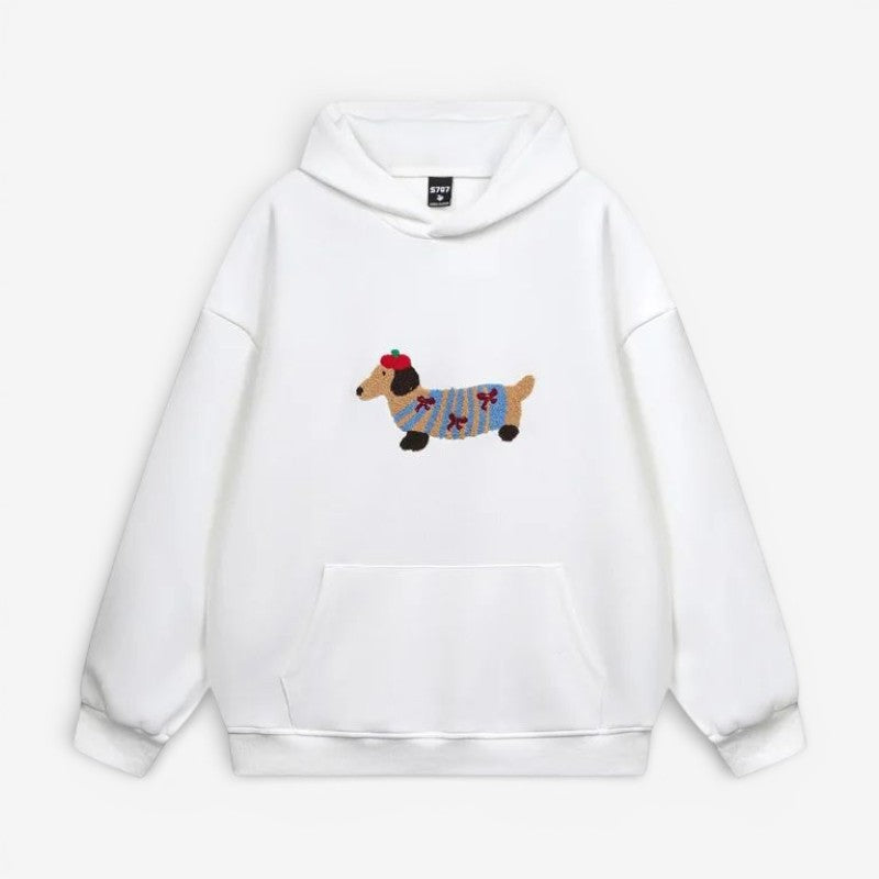 CozyKeen - Long sleeve hoodie with dog embroidery