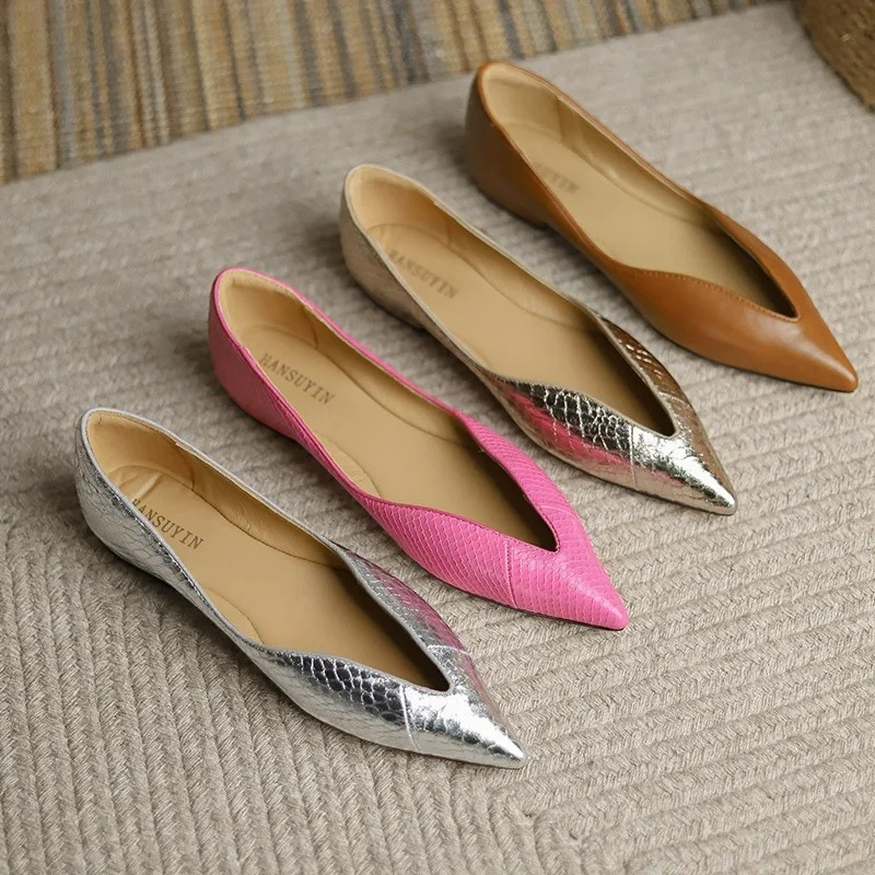 Chaussons pour femmes à bout pointu et sans lacets