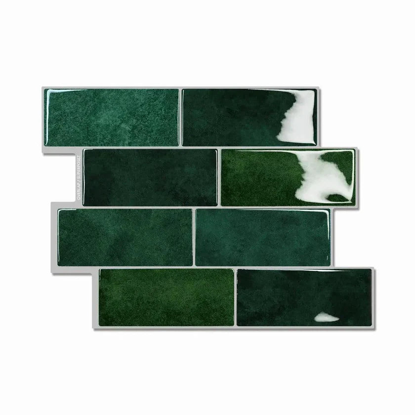 TileSnap - Wodoodporne naklejki z zielonym wzorem cegieł do szybkiej metamorfozy