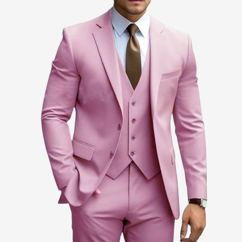 Joshua – 3 Piece Slim Fit Blazer Set with Wide Leg Pants