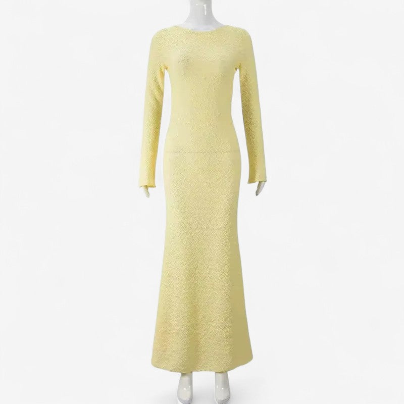 Gabriella - Vestito a maniche lunghe con scollo rotondo e design schiena scoperta