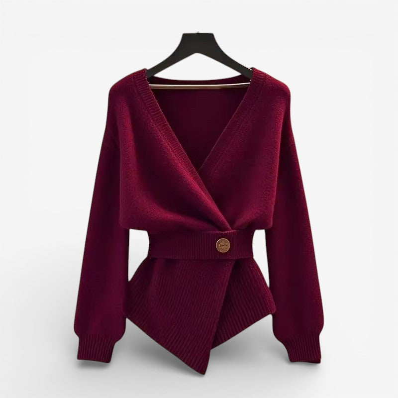 Meliora - Long Sleeve Cardigan with V-Neck and Belted Waist