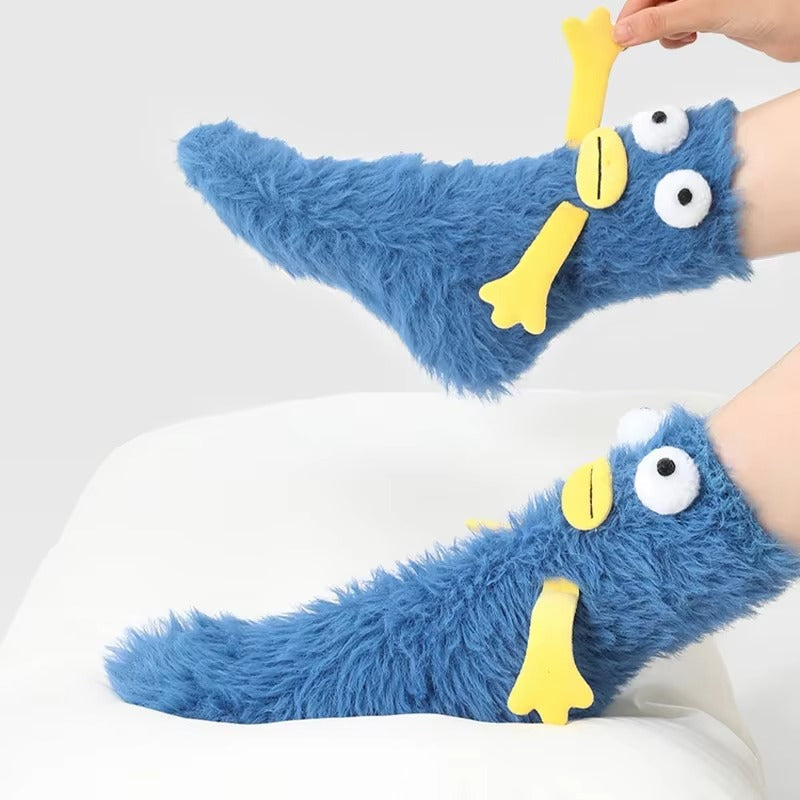 CozyPrint - Calze in pile con motivi 3D e volti in rilievo
