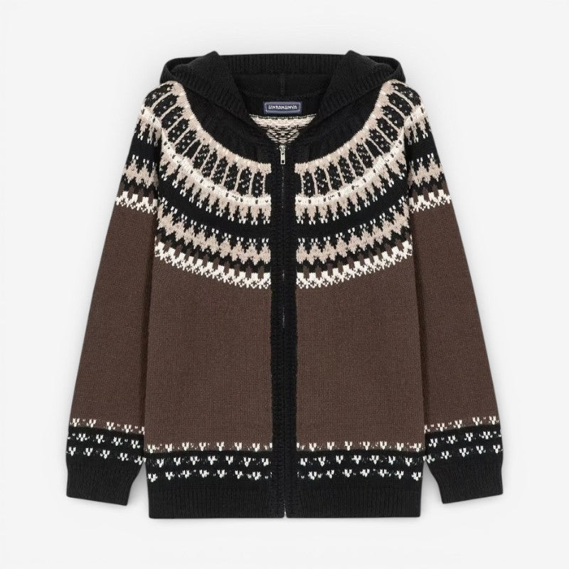 Paul - Long Sleeve Hooded Cardigan with Zip Closure