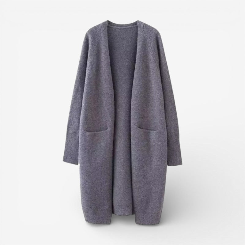 Chrissy - Cardigan lungo a manica lunga con tasche laterali