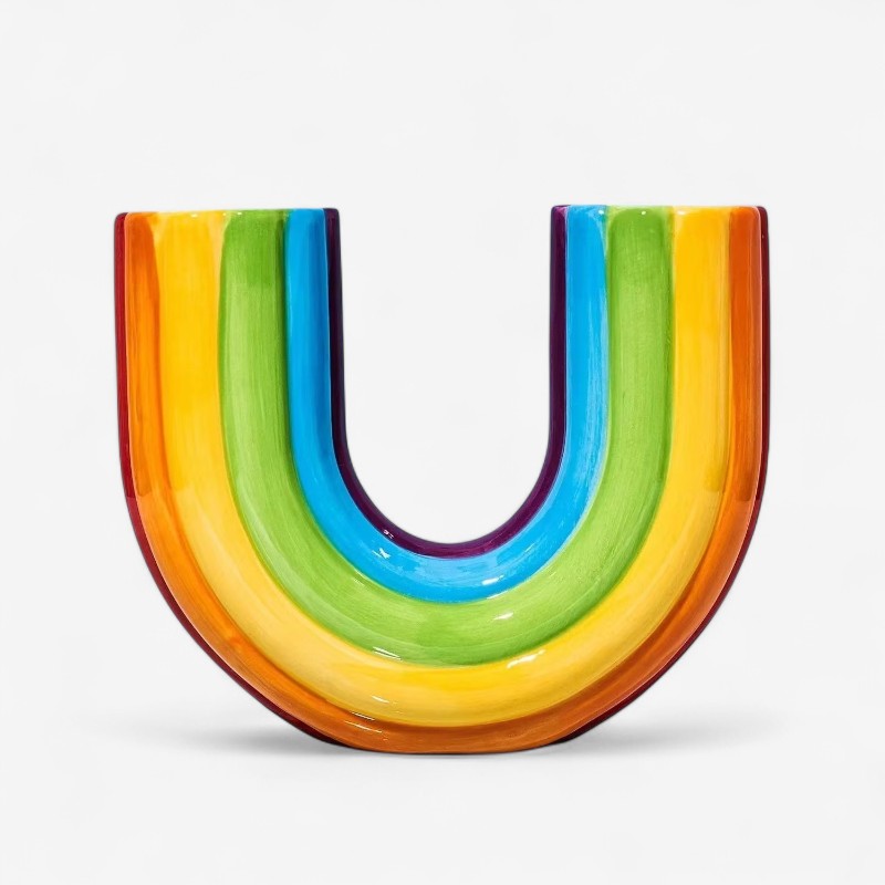 BloomArc – Vase à fleurs en forme de U avec design arc-en-ciel