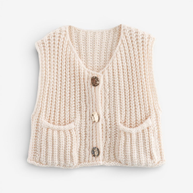 Brooklyn - Sleeveless cardigan with button front