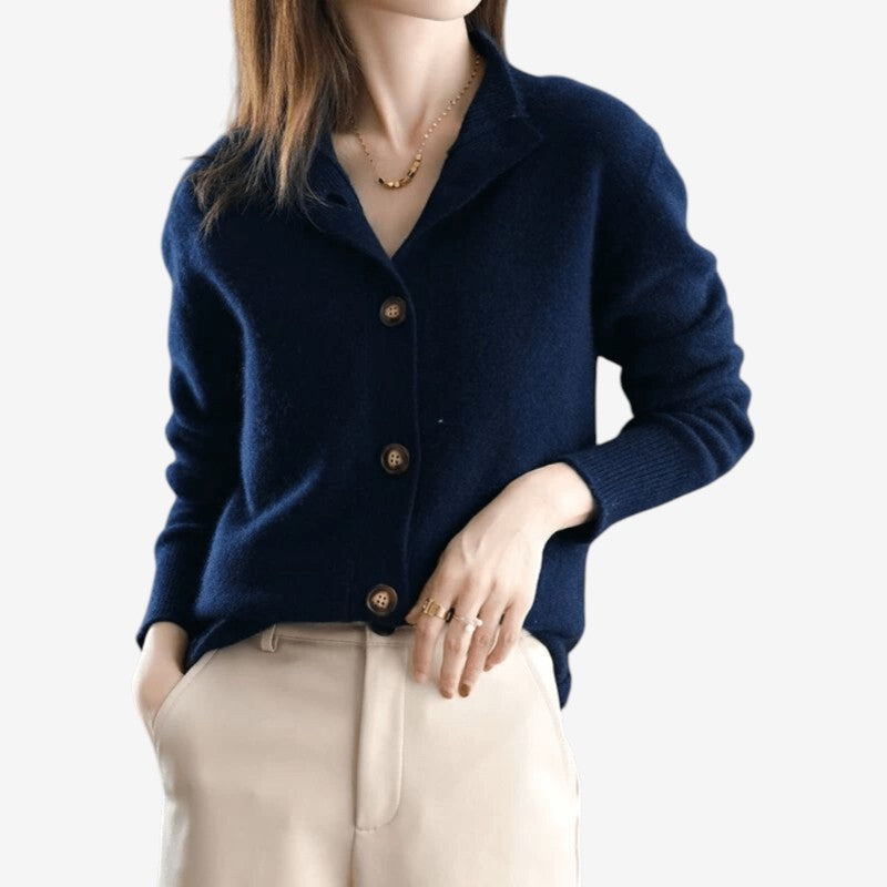 Lacey - Kardigan z długim rękawem i zapięciem na guziki | Standardowy krój do codziennego noszenia | Rozmiary XS–3XL | Beżowy, Khaki, Brązowy, Niebieski, Czarny