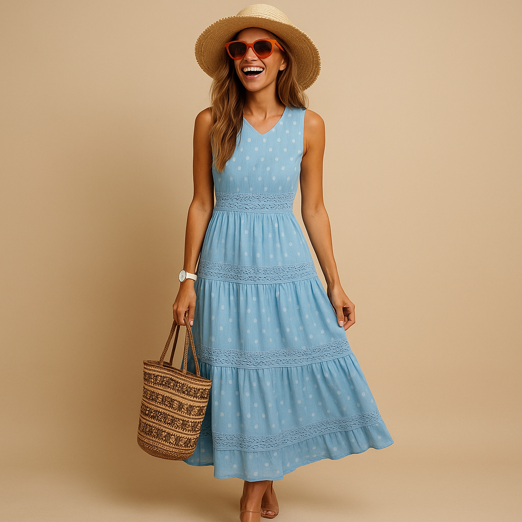 Liora – Robe maxi avec col en V et coupe sans manches