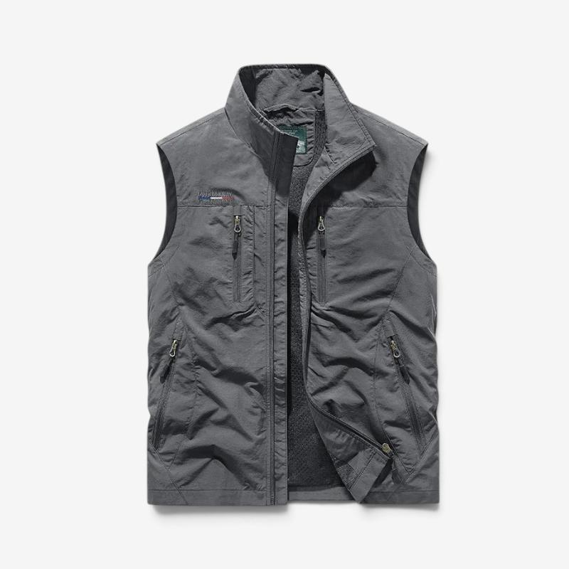Gilet cargo leggero da uomo con numerose tasche con cerniera