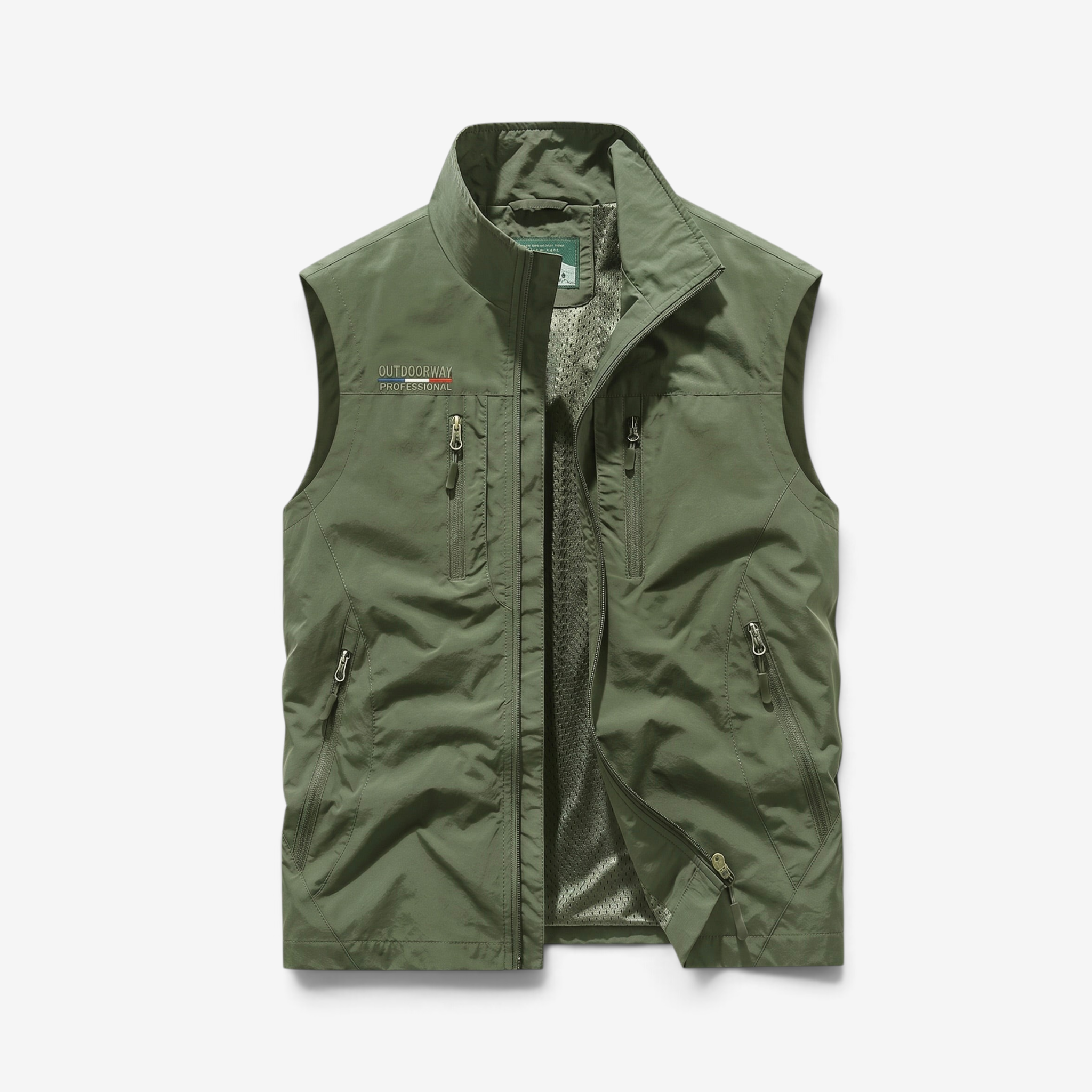 Gilet cargo leggero da uomo con numerose tasche con cerniera