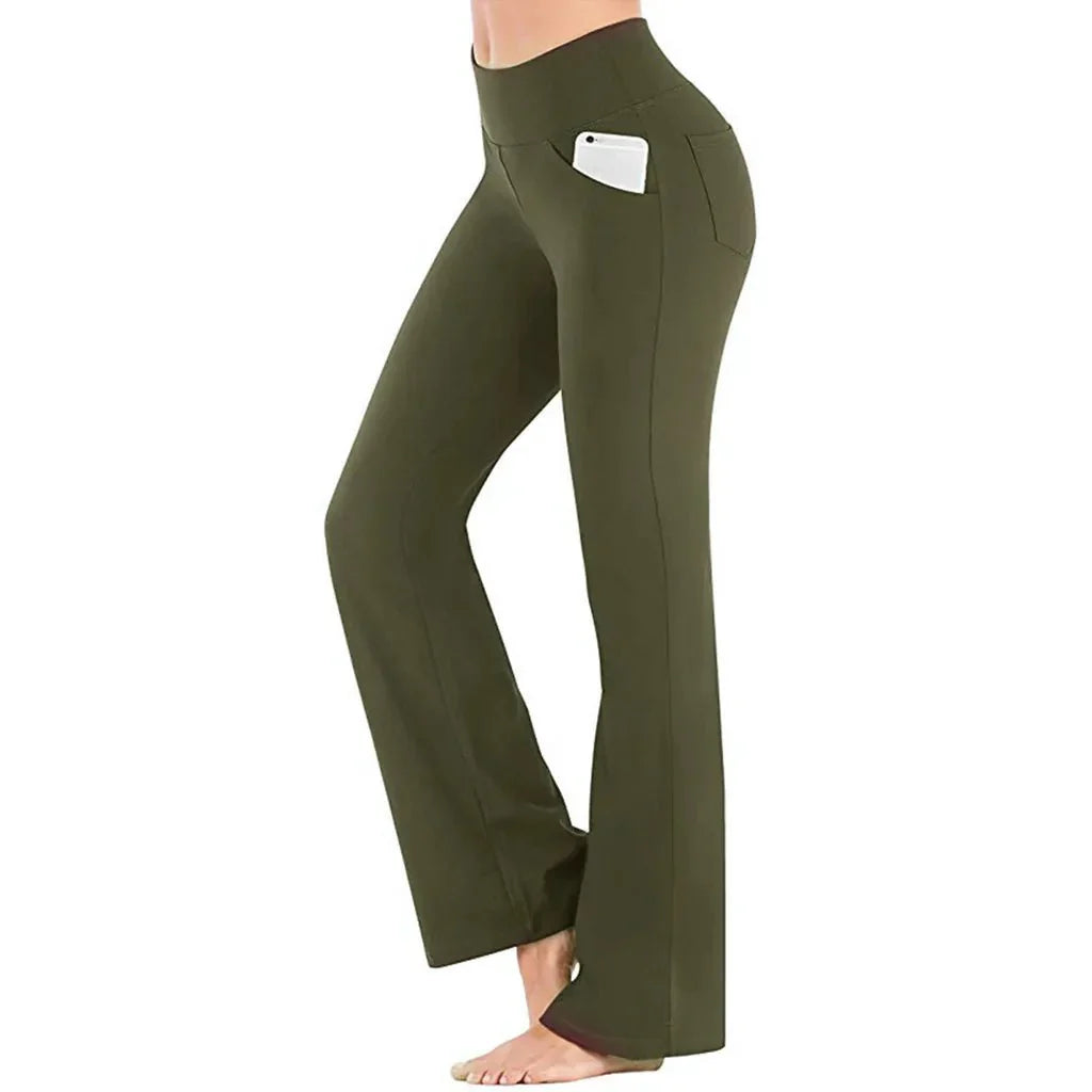 Zoe - Pantaloni de yoga evazați cu talie înaltă și buzunare funcționale