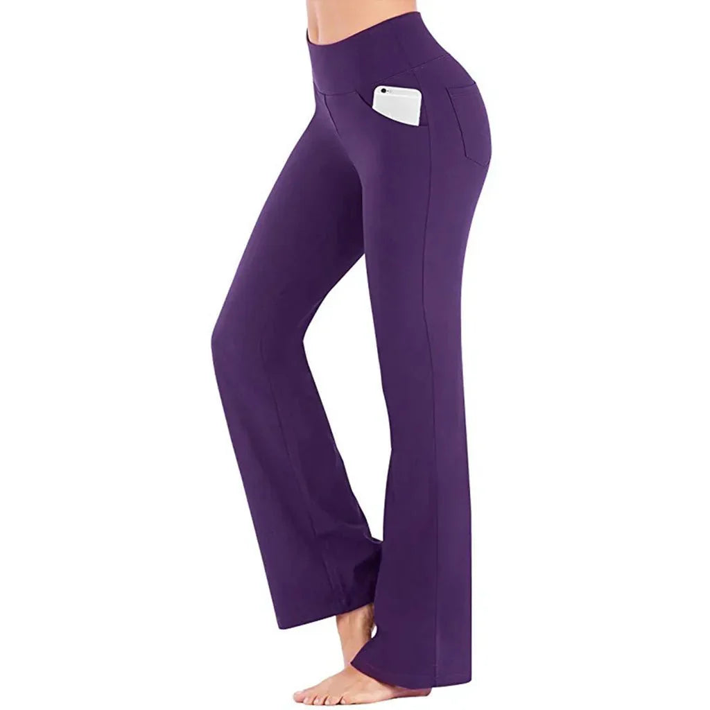 Zoe - Pantaloni de yoga evazați cu talie înaltă și buzunare funcționale