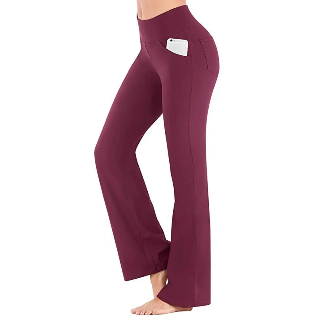 Zoe - Pantaloni de yoga evazați cu talie înaltă și buzunare funcționale