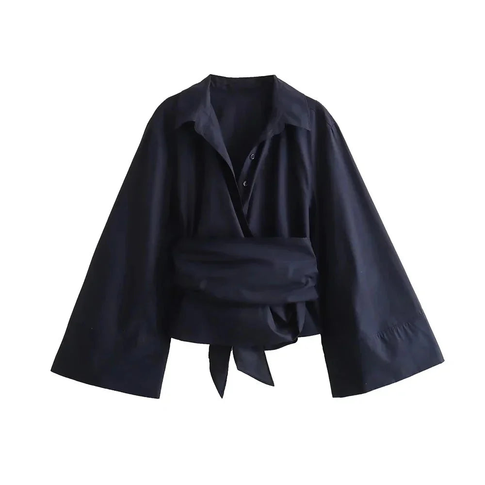 Elena - Elegante camicia avvolgente con maniche a campana