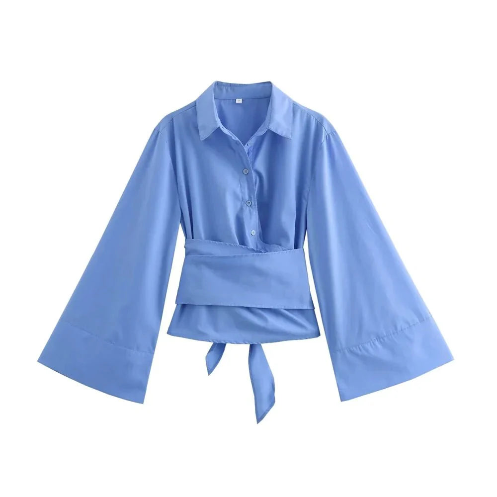 Elena - Elegante camicia avvolgente con maniche a campana
