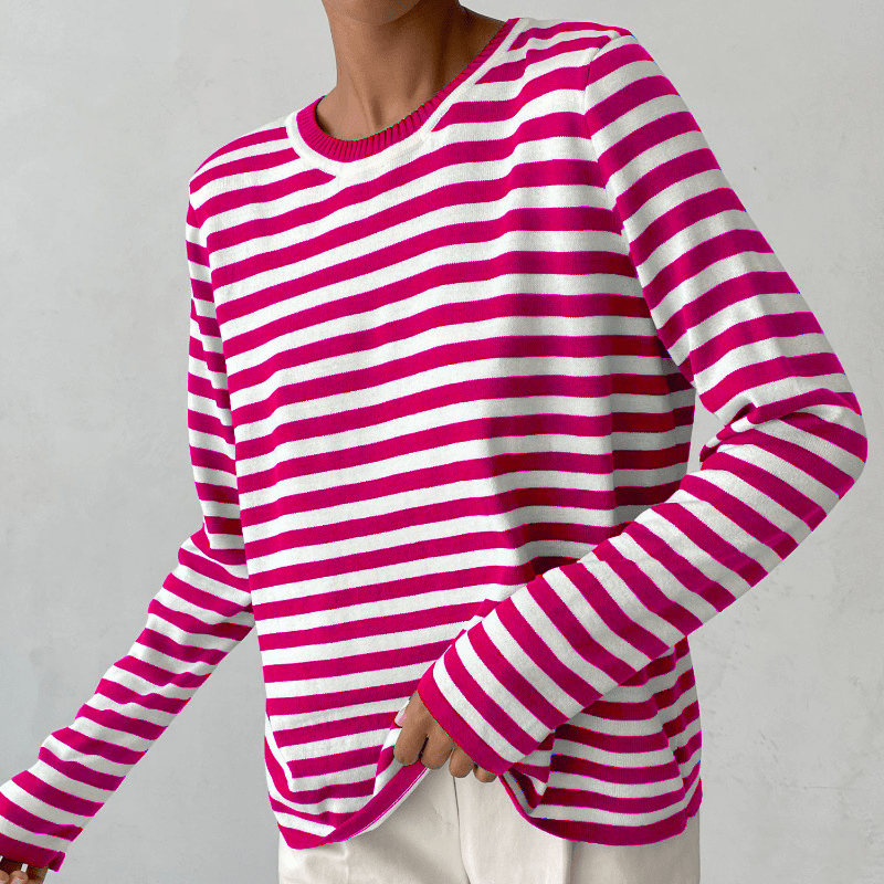 Naina - Maglione a righe con maniche lunghe, vestibilità rilassata e classico scollo rotondo
