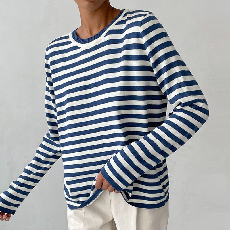 Naina - Maglione a righe con maniche lunghe, vestibilità rilassata e classico scollo rotondo