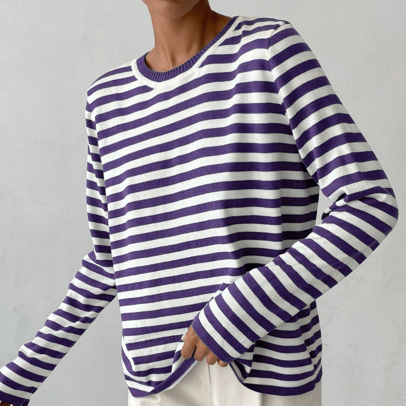 Naina - Maglione a righe con maniche lunghe, vestibilità rilassata e classico scollo rotondo
