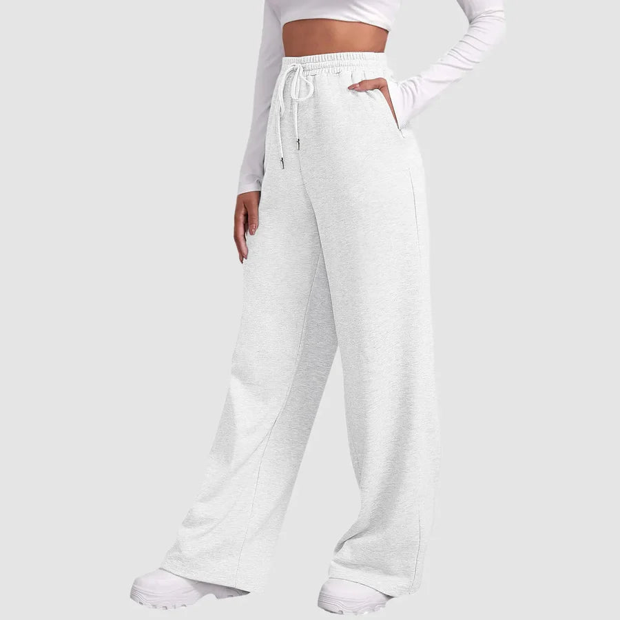 Maria - Pantaloni sport confortabili cu picioare largi, talie elastică și buzunare