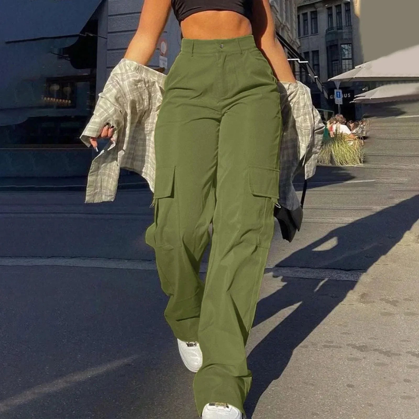 Evelyn - Pantalon large élégant avec taille haute et devant plissé