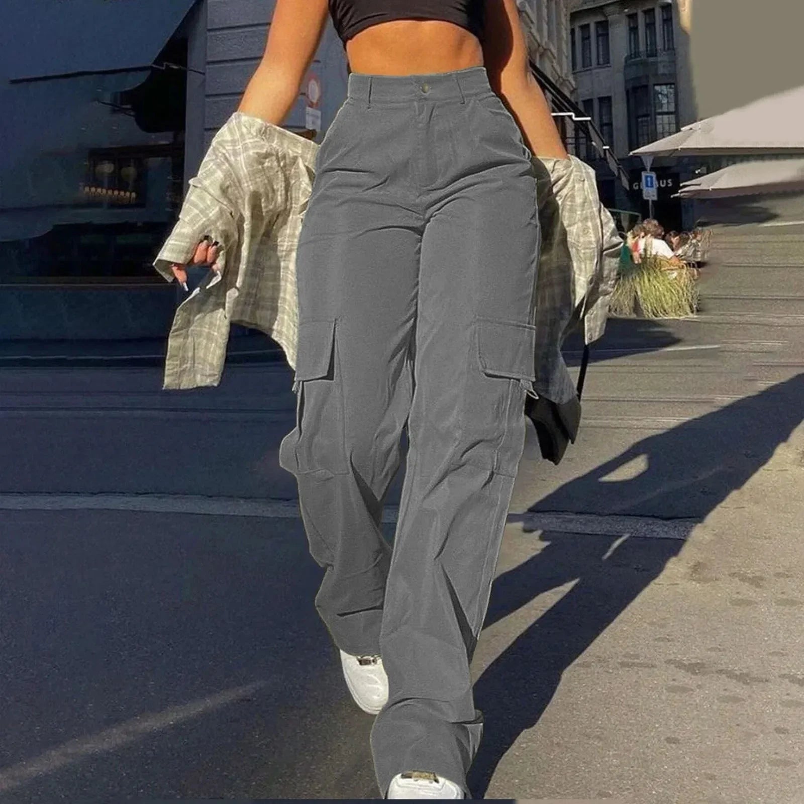 Evelyn - Pantalon large élégant avec taille haute et devant plissé
