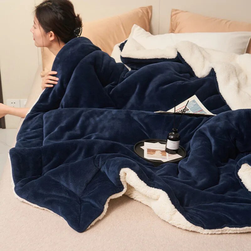 CloudWrap - Pătură fleece ultra-moale cu căptușeală plușată Sherpa pentru confort plăcut
