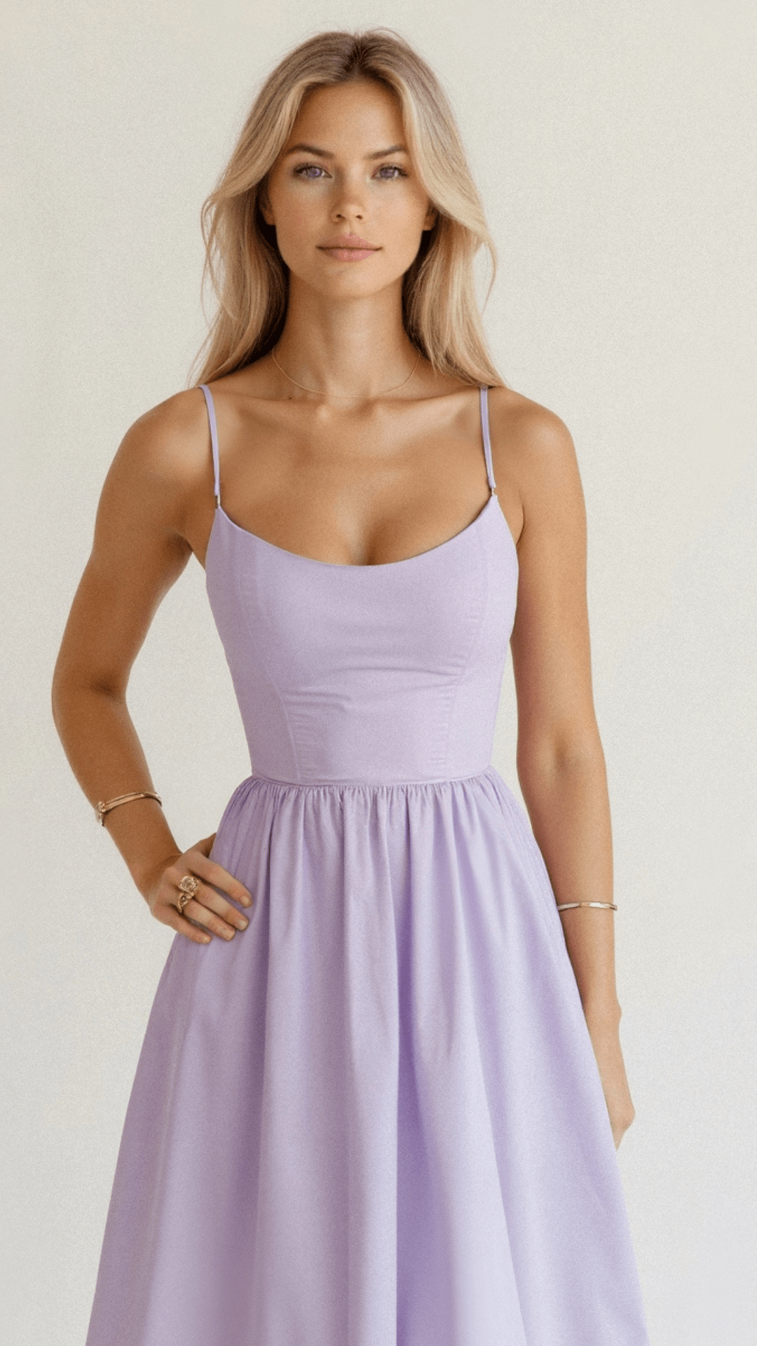 Sophia - Élégante robe midi à fines bretelles spaghetti