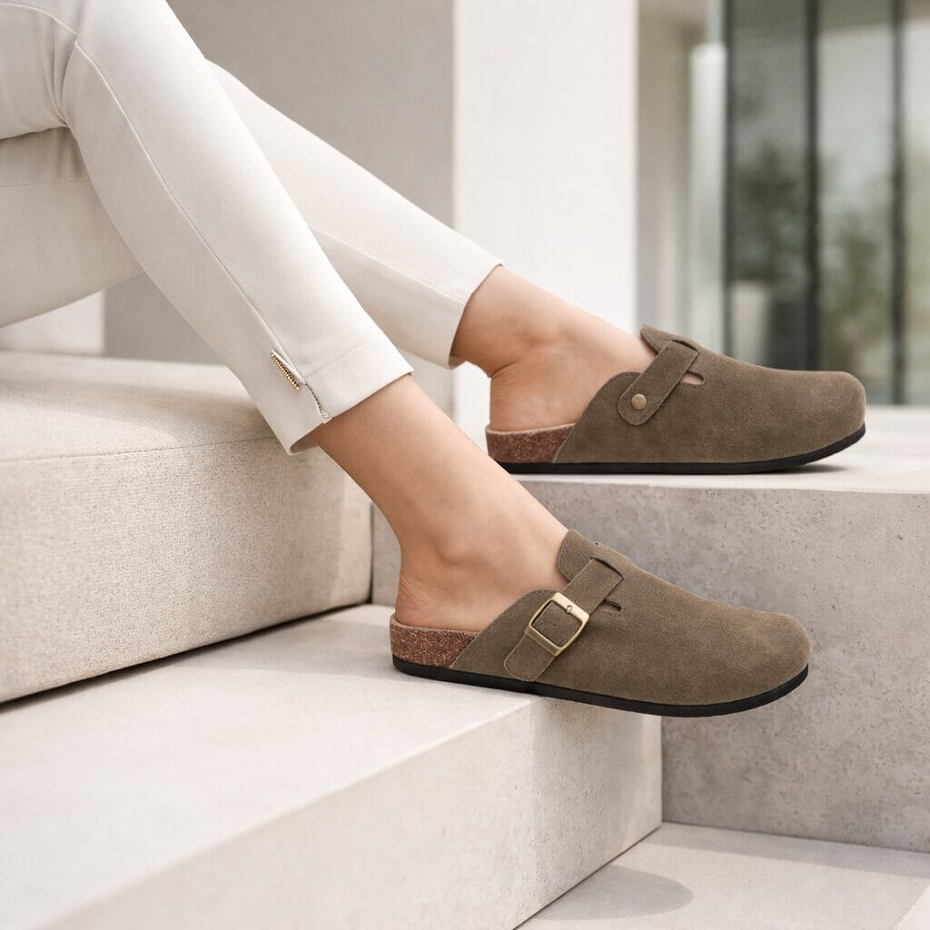 CorkStep - Suede Clogs With Adjustable Buckle