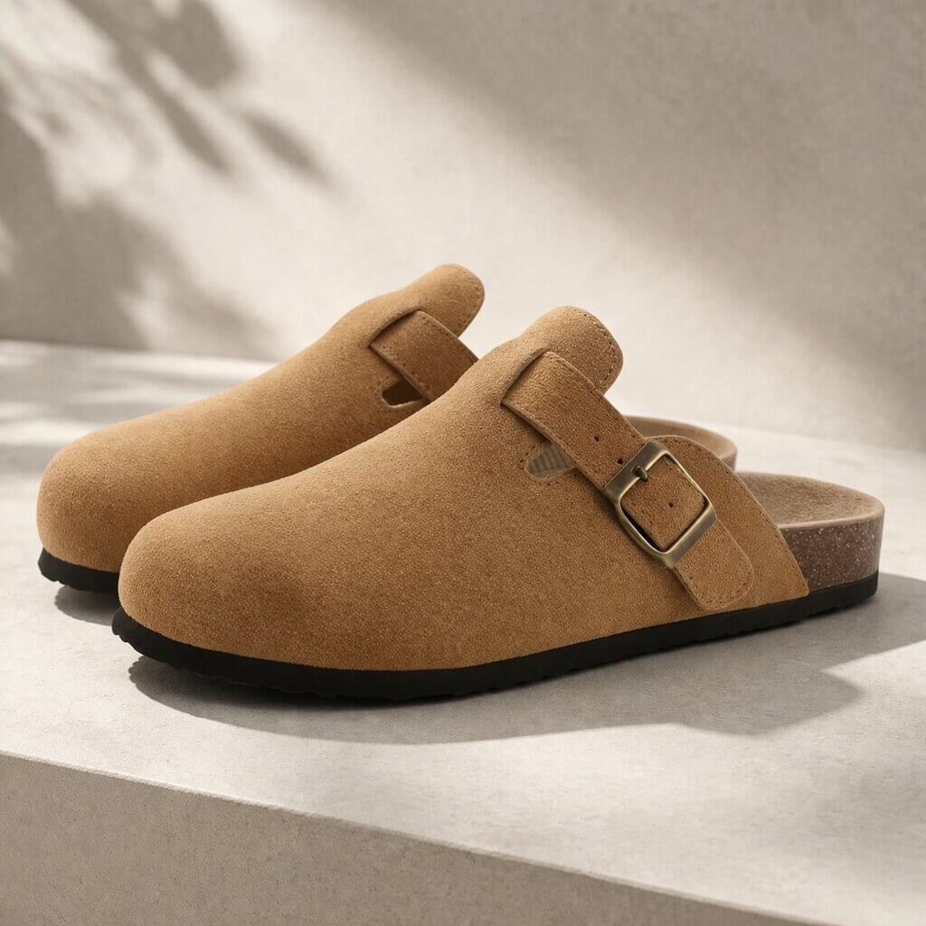 CorkStep - Suede Clogs With Adjustable Buckle