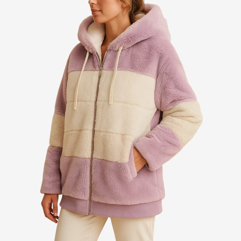 Violet - Bunda s kapucňou, dlhými rukávmi, zipsom a nastaviteľnou kapucňou