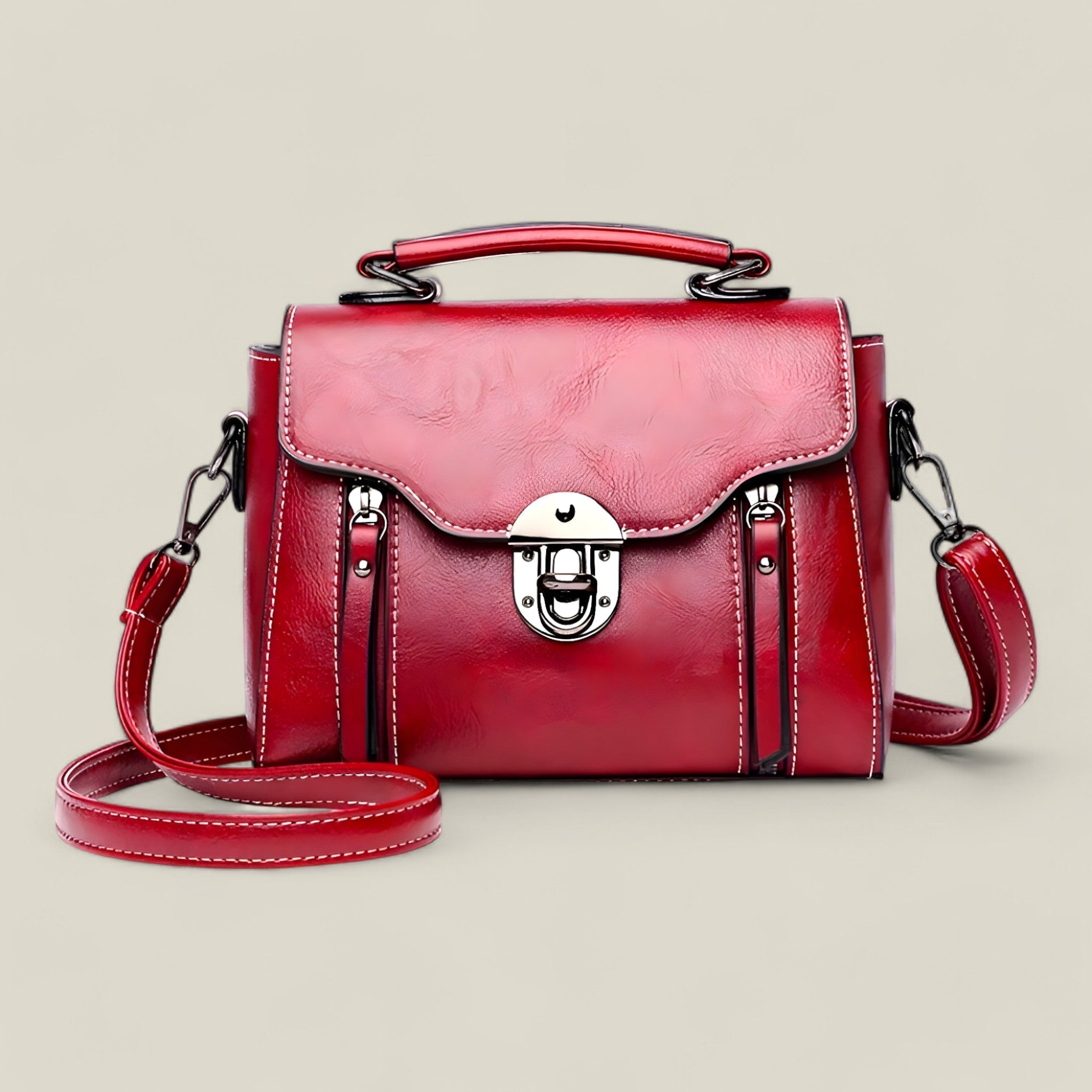 Elara - Elegant square shoulder bag with flap closure