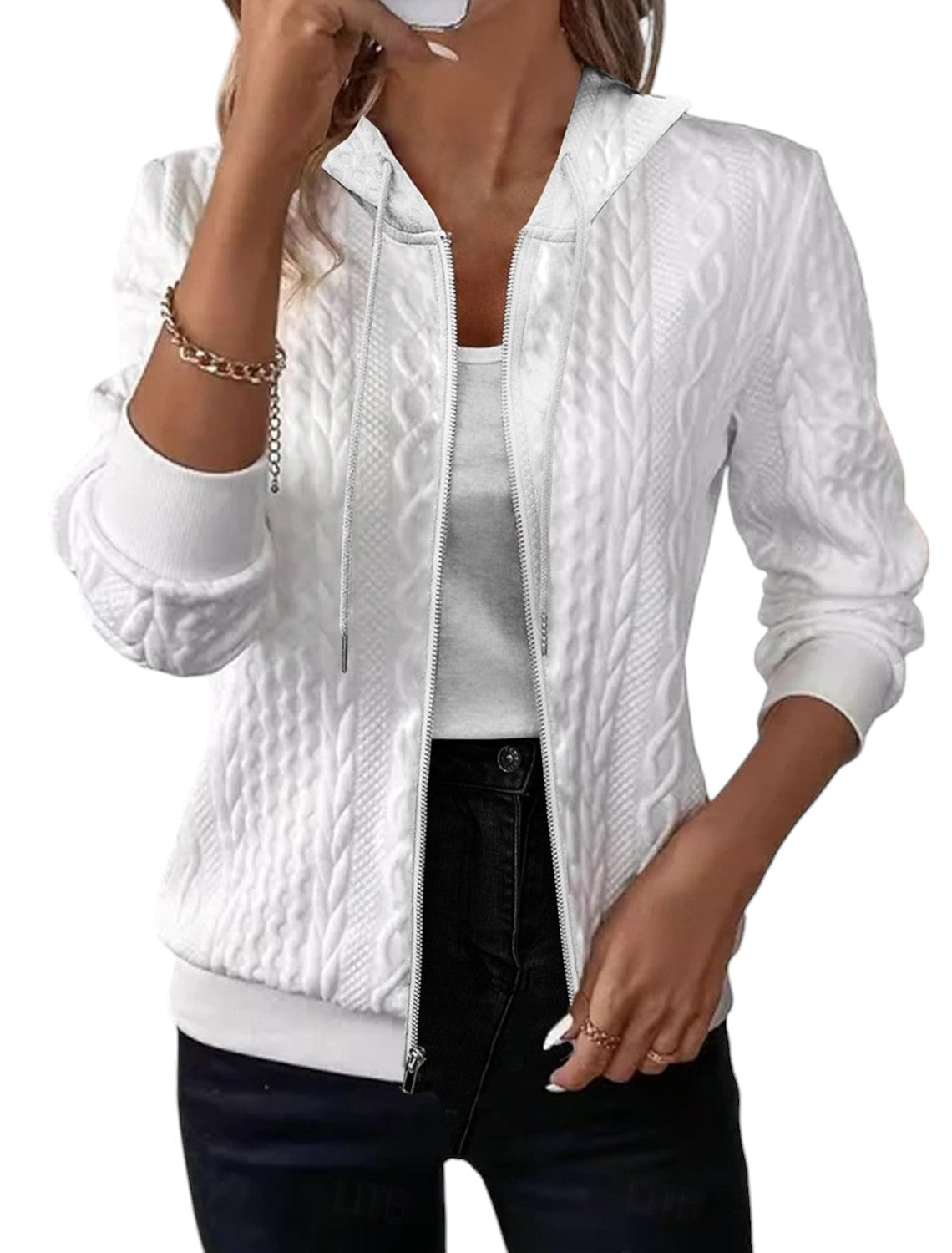 Penelope - Gilet elegante con zip, silhouette sagomata e cappuccio strutturato