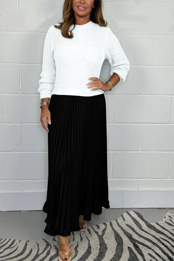 Anabel - Maglione a maniche lunghe con gonna a pieghe che unisce comfort e stile
