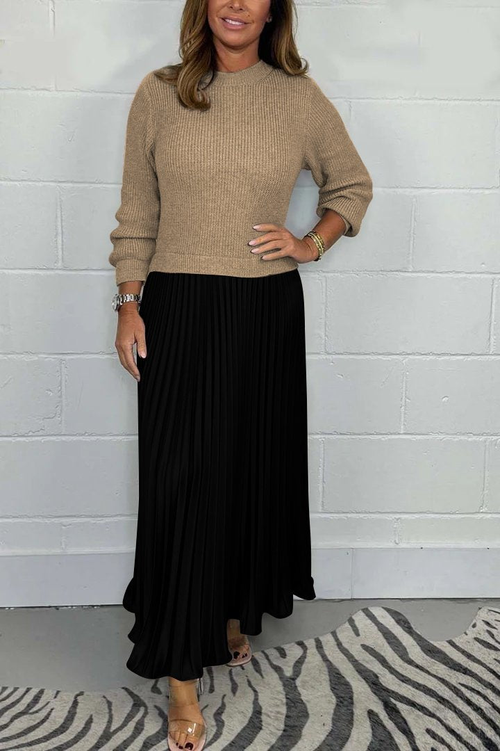 Anabel - Maglione a maniche lunghe con gonna a pieghe che unisce comfort e stile