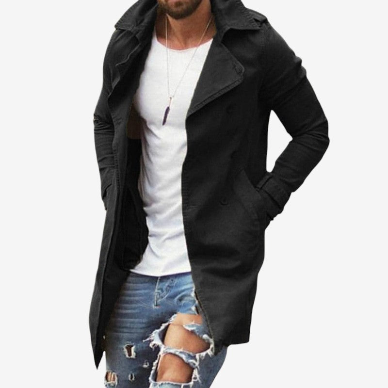Joseph - Long Sleeve Full-Length Coat with Button Closure and Multiple Side Pockets