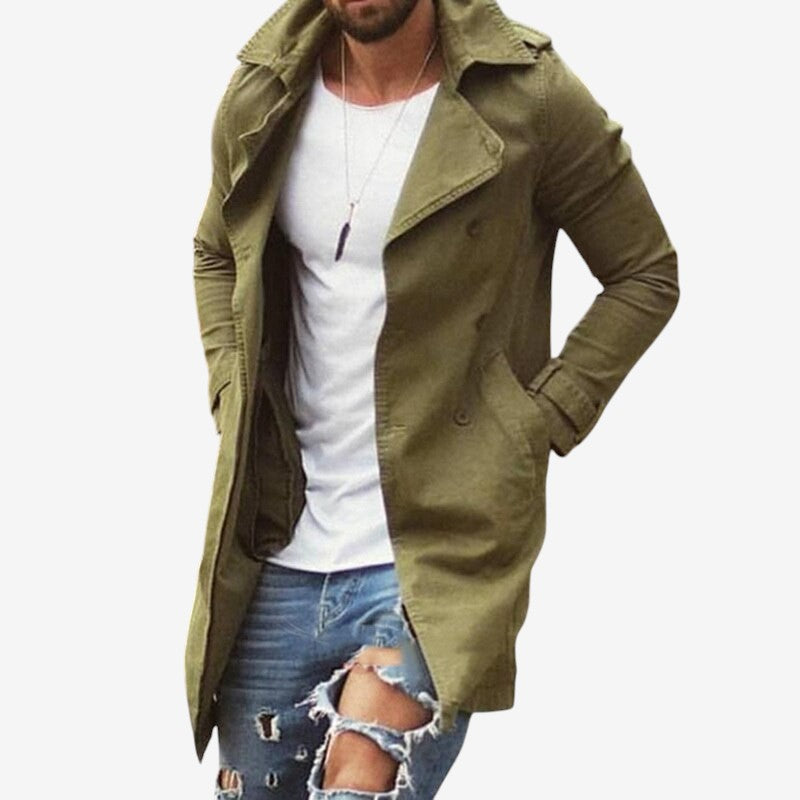 Joseph - Long Sleeve Full-Length Coat with Button Closure and Multiple Side Pockets