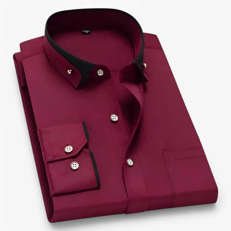 Bruce - Cămașă elegantă cu mâneci lungi, închidere cu nasturi și guler clasic