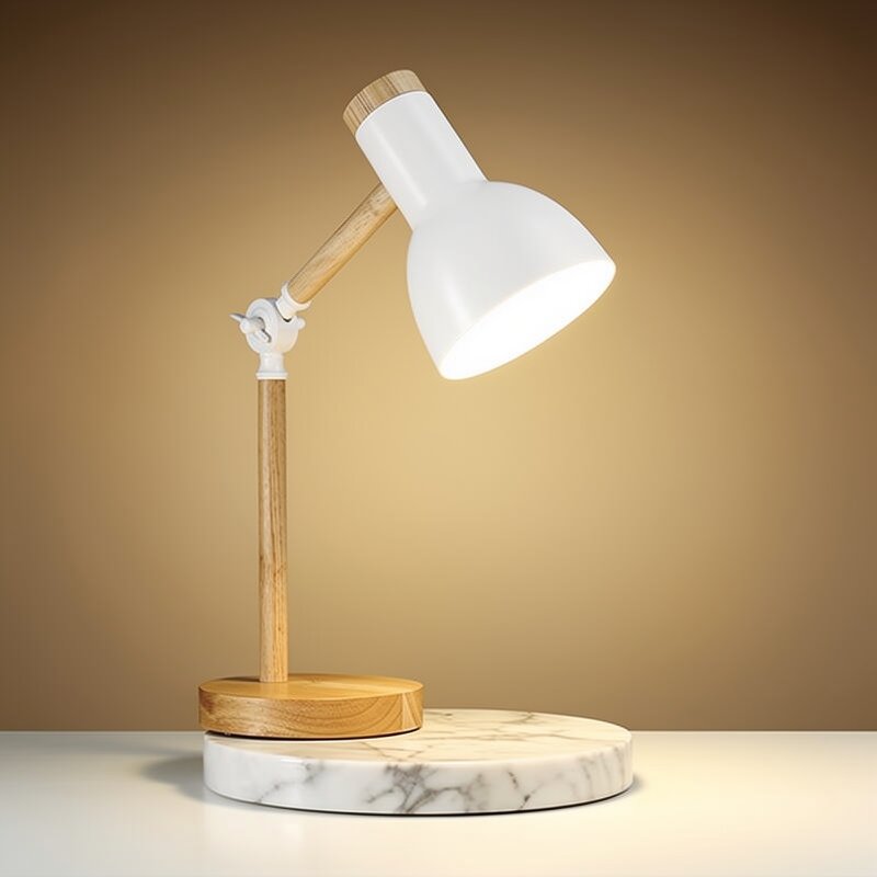 PivotLuma - Lámpara de escritorio de madera con cabezal ajustable