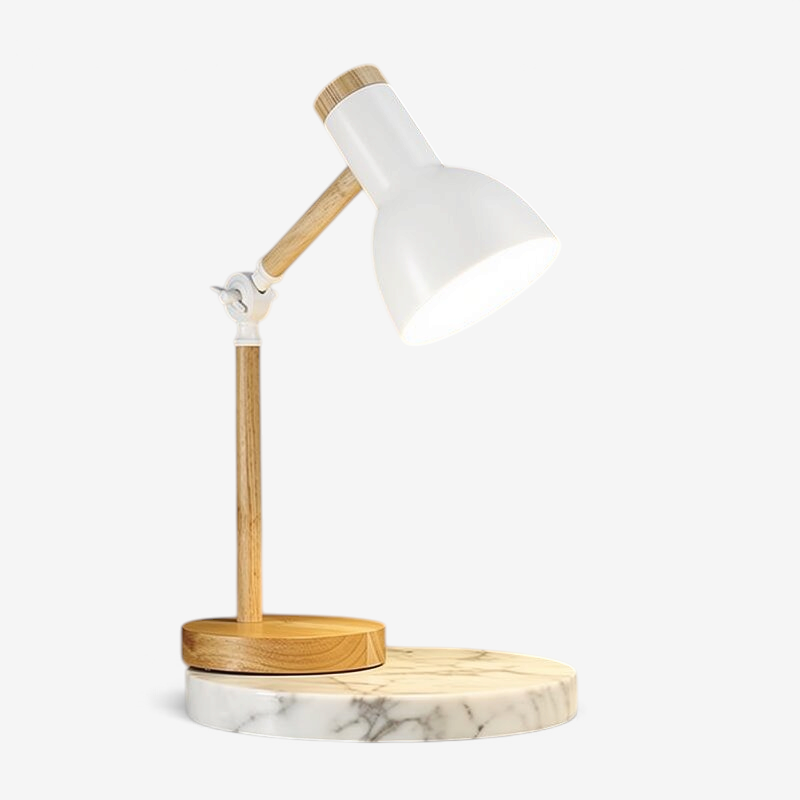 PivotLuma - Lámpara de escritorio de madera con cabezal ajustable