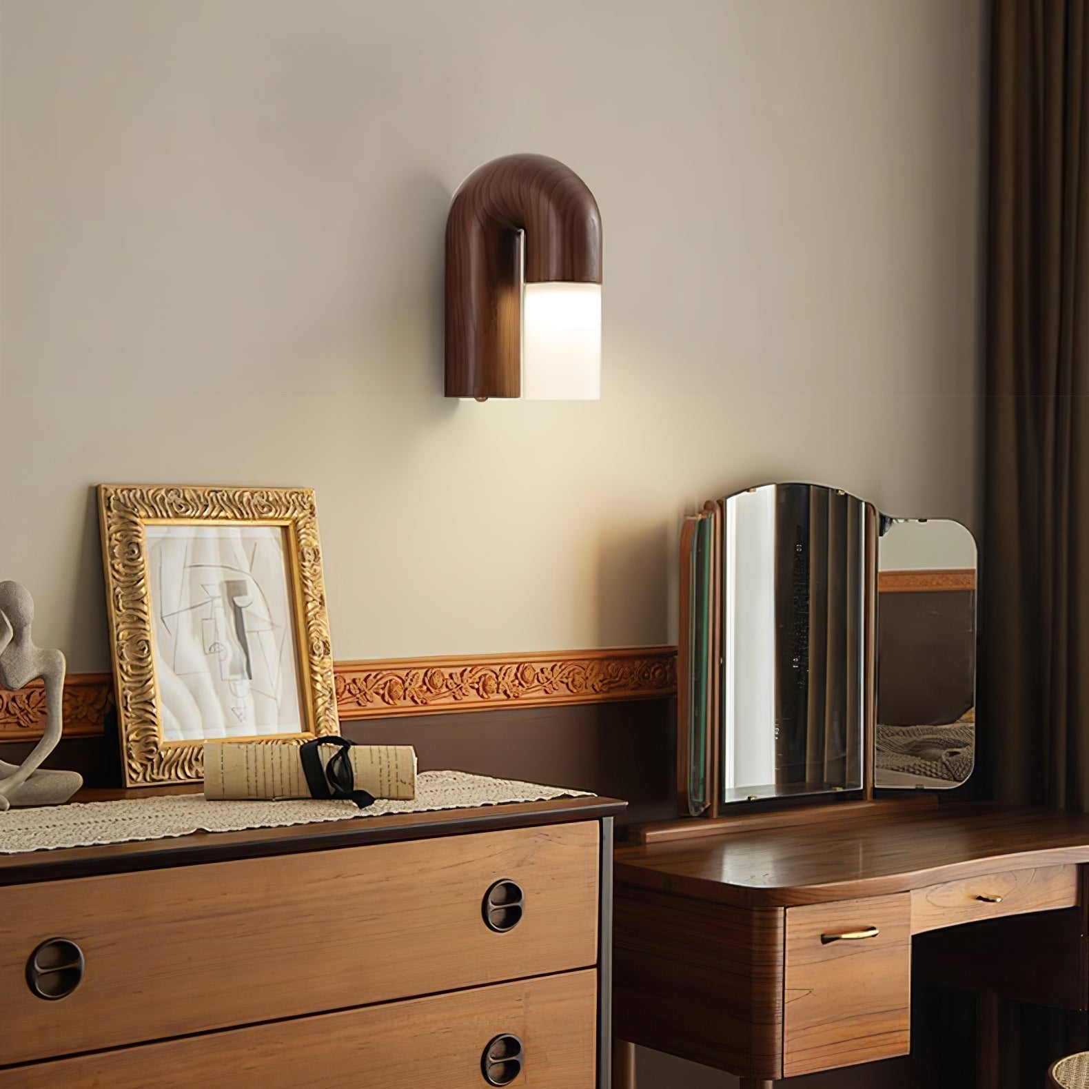 Fjordly - Minimalistyczna drewniana lampa ścienna z miękkim światłem LED