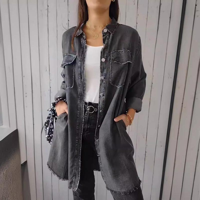 ComfortLapel - Chemise confortable en faux denim à revers
