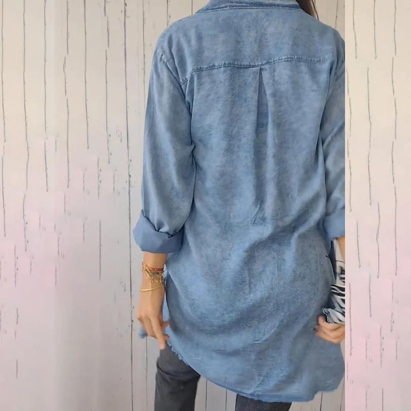 ComfortLapel - Chemise confortable en faux denim à revers