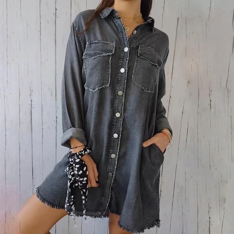 ComfortLapel - Chemise confortable en faux denim à revers